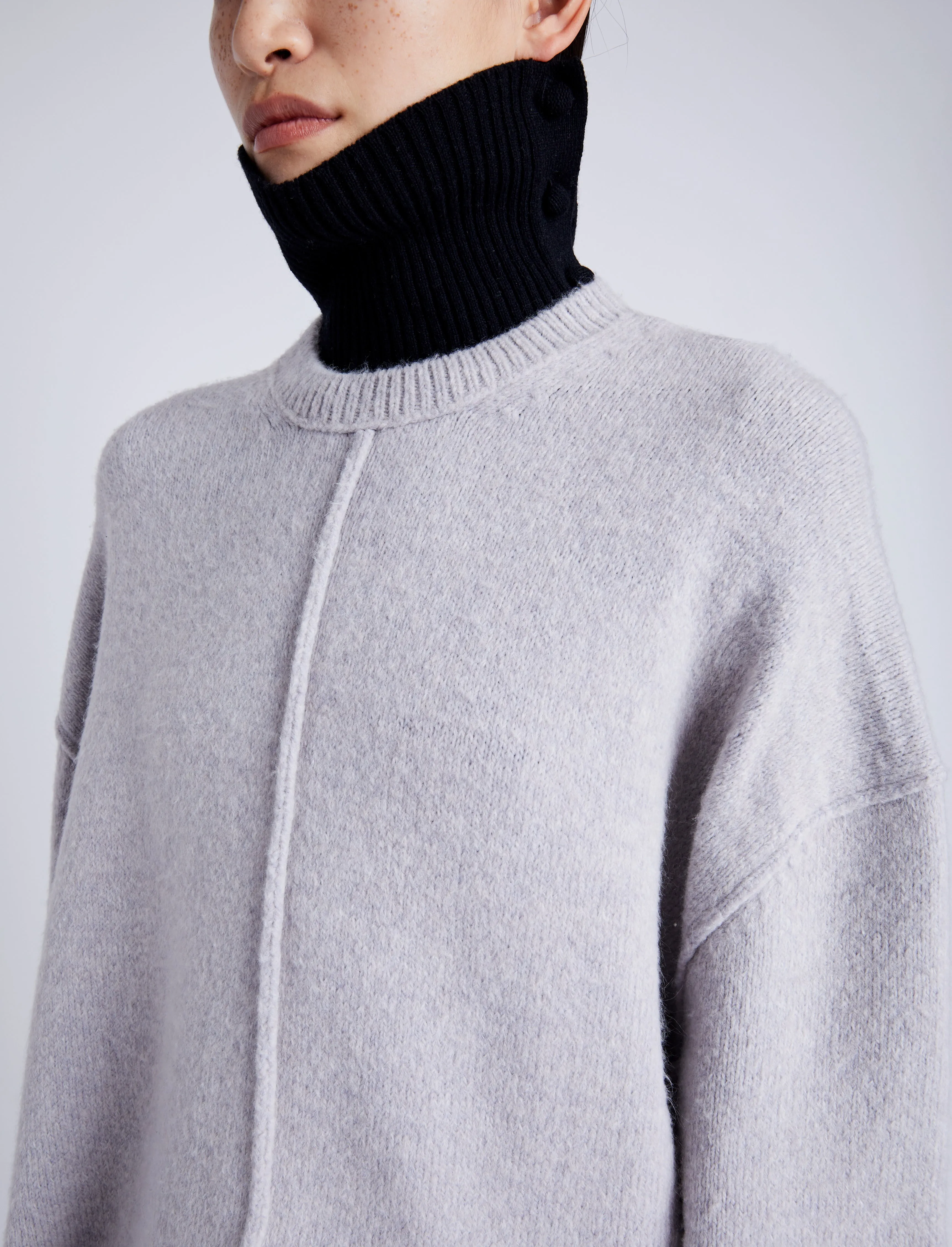 Proenza Schouler White Label Kellen Knit Sweater in Wool Blend - Light Grey