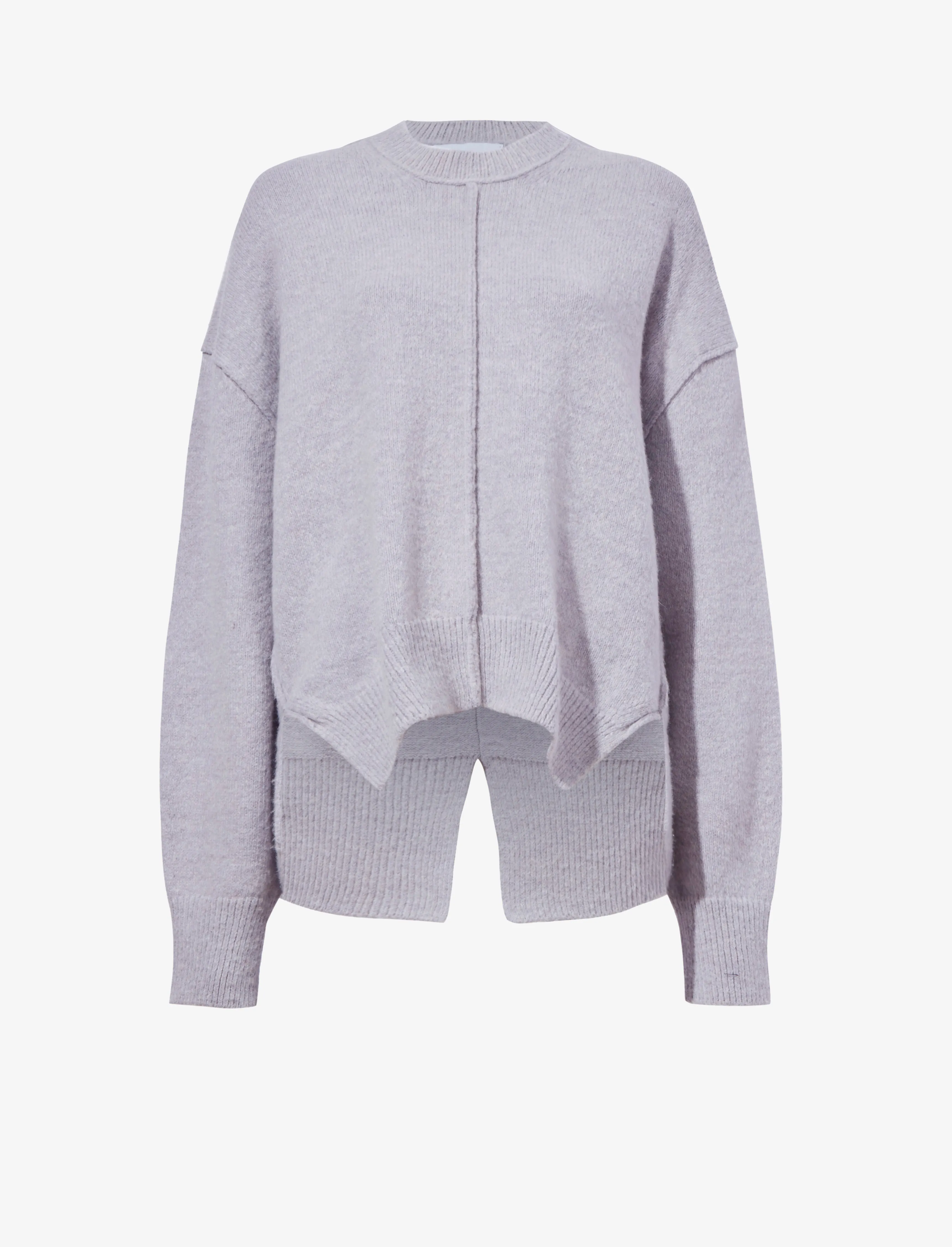 Proenza Schouler White Label Kellen Knit Sweater in Wool Blend - Light Grey