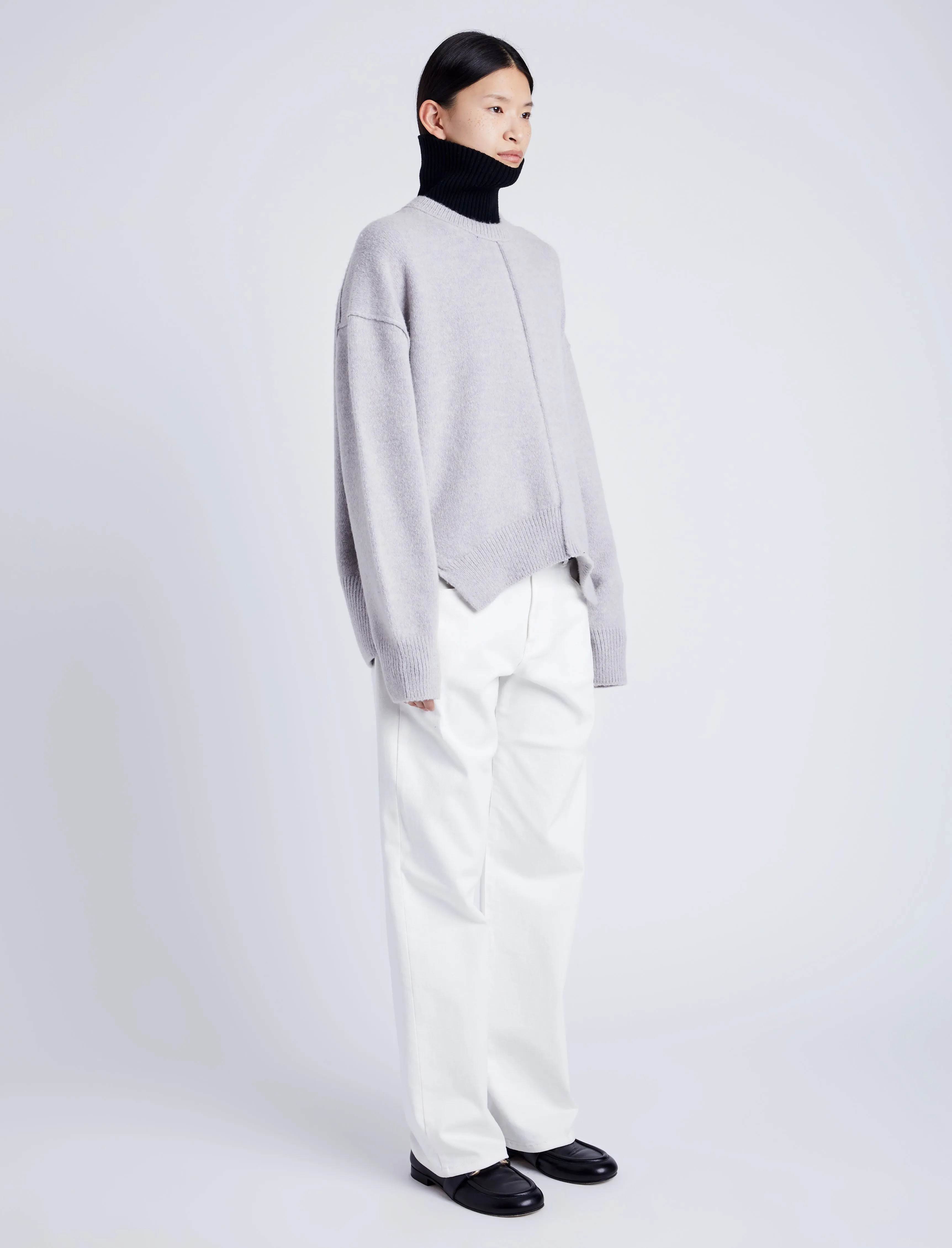 Proenza Schouler White Label Kellen Knit Sweater in Wool Blend - Light Grey