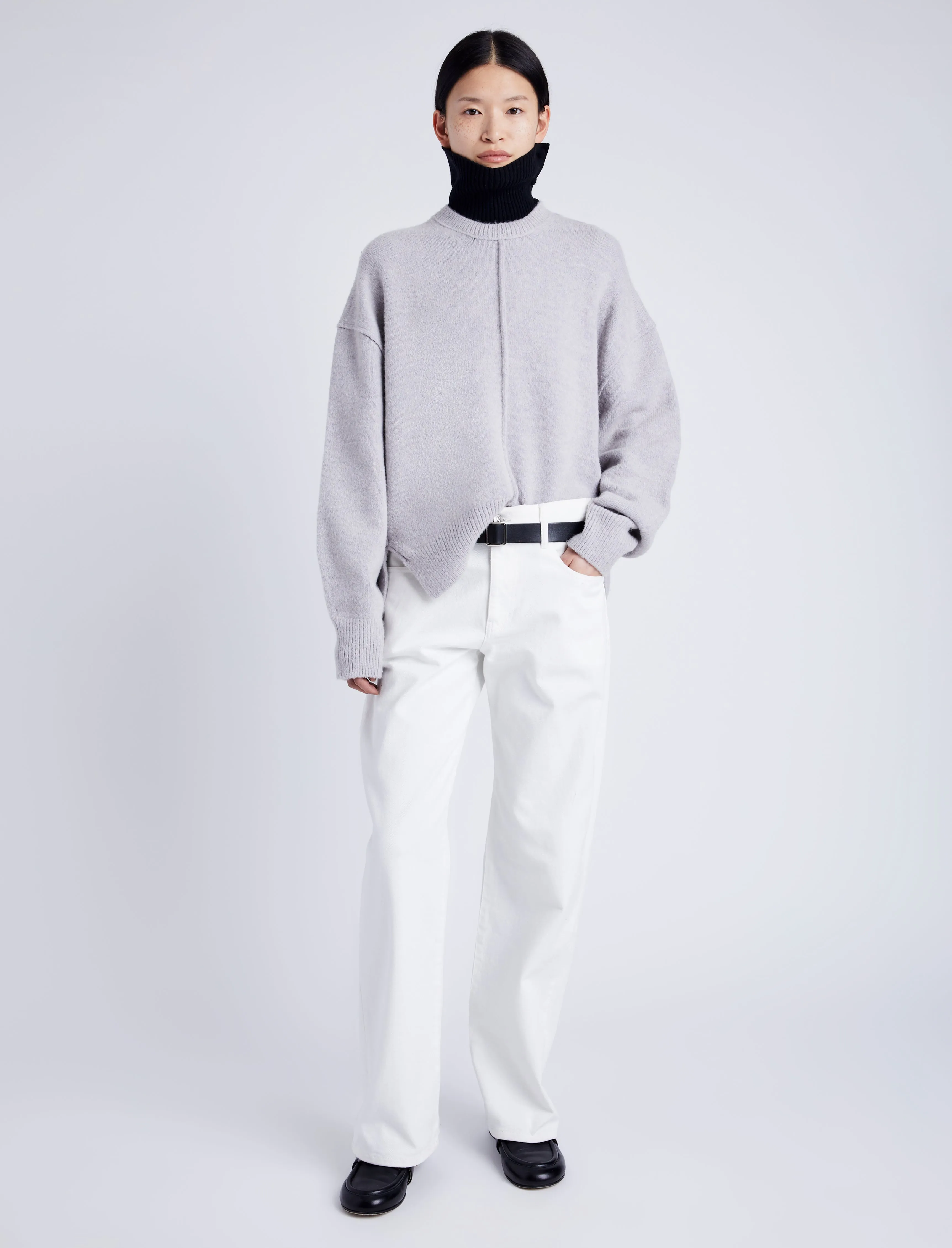 Proenza Schouler White Label Kellen Knit Sweater in Wool Blend - Light Grey