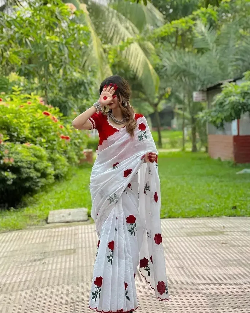 Pure Soft Chanderi Cotton Saree With Full Stitched Blouse,Wedding Sari
