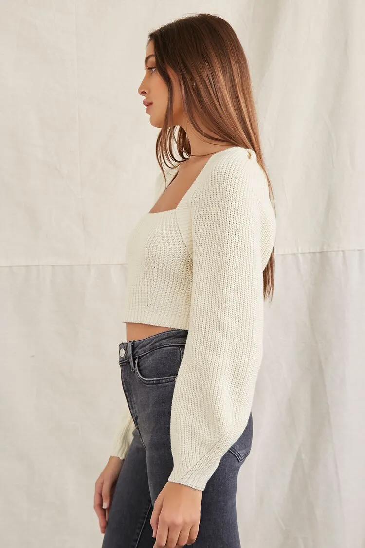 Rib-Knit Cropped Sweater