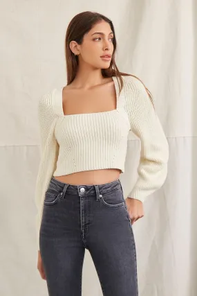 Rib-Knit Cropped Sweater