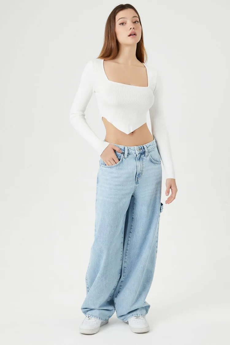 Ribbed Knit Cropped Sweater
