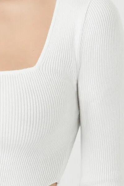 Ribbed Knit Cropped Sweater