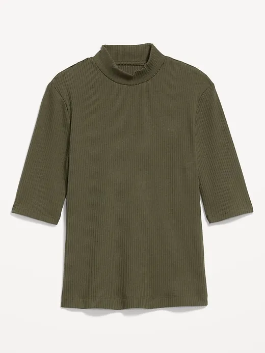 Ribbed Mock-Neck Top