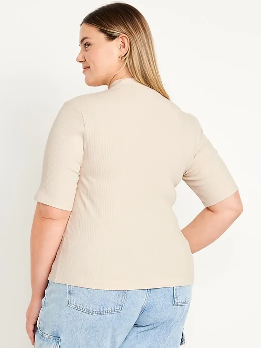 Ribbed Mock-Neck Top