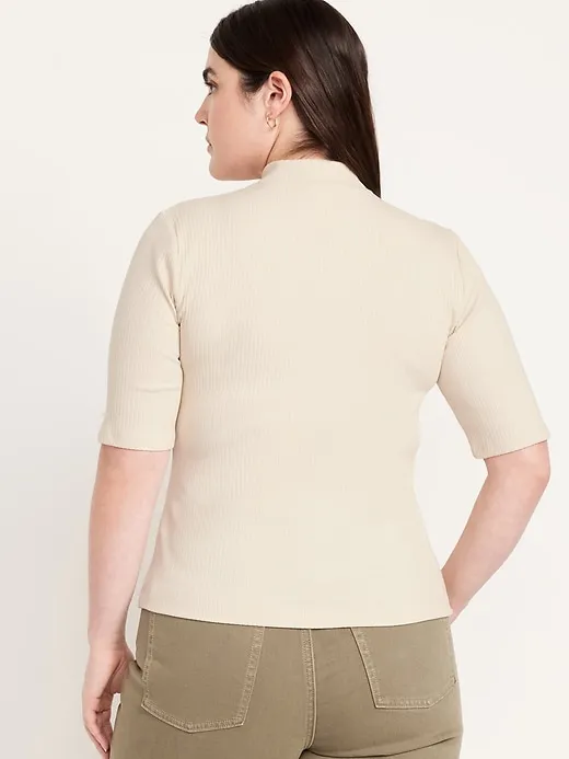Ribbed Mock-Neck Top