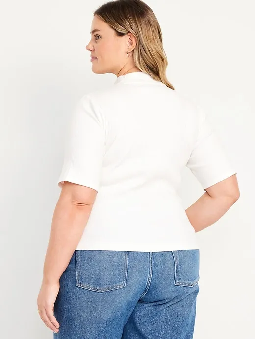 Ribbed Mock-Neck Top