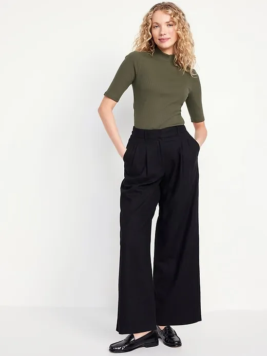 Ribbed Mock-Neck Top