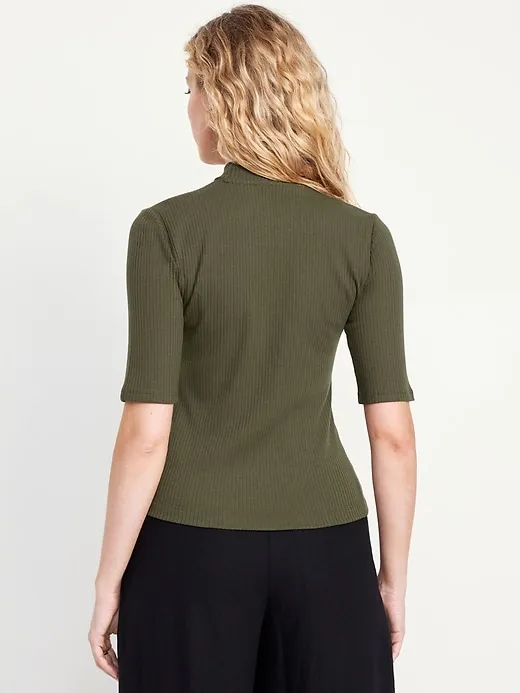 Ribbed Mock-Neck Top