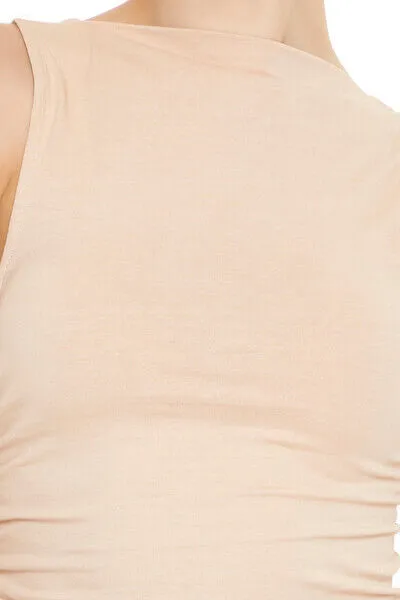 Ruched High-Neck Tank Top