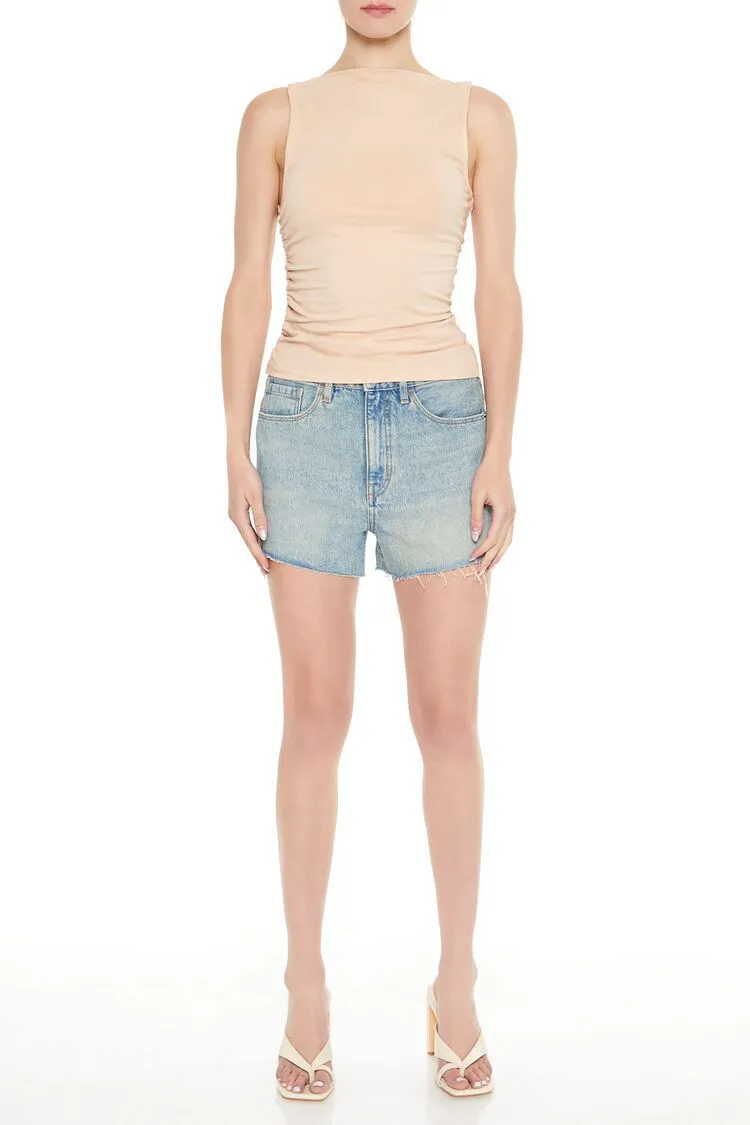Ruched High-Neck Tank Top