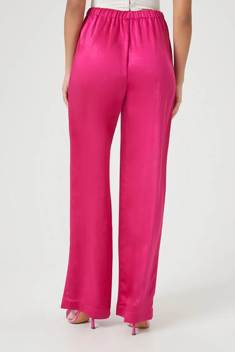Satin Drawstring Wide-Leg Pants