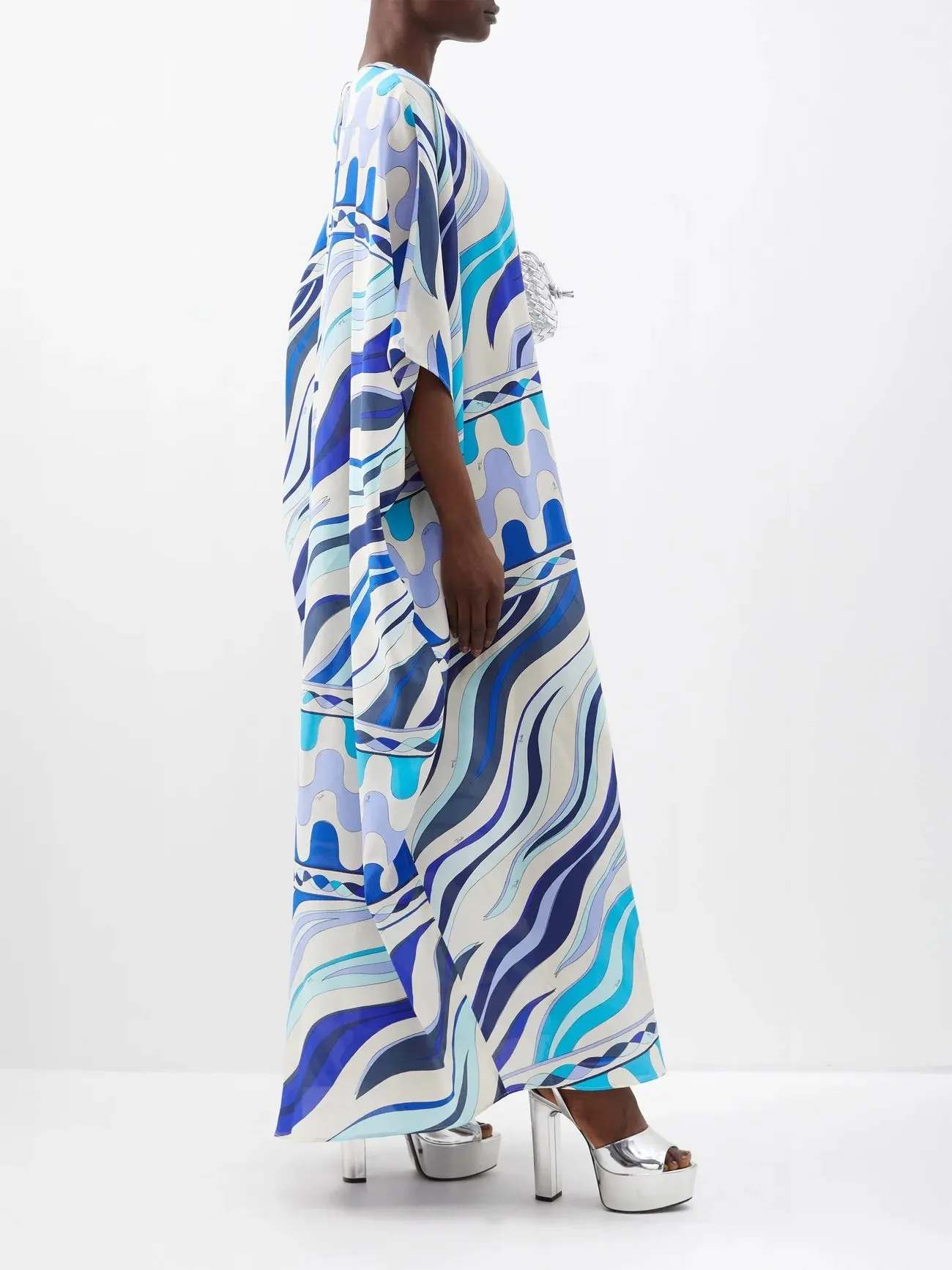 Silk Crepe Occasion Wear Digital Printed Women's Long Kaftan