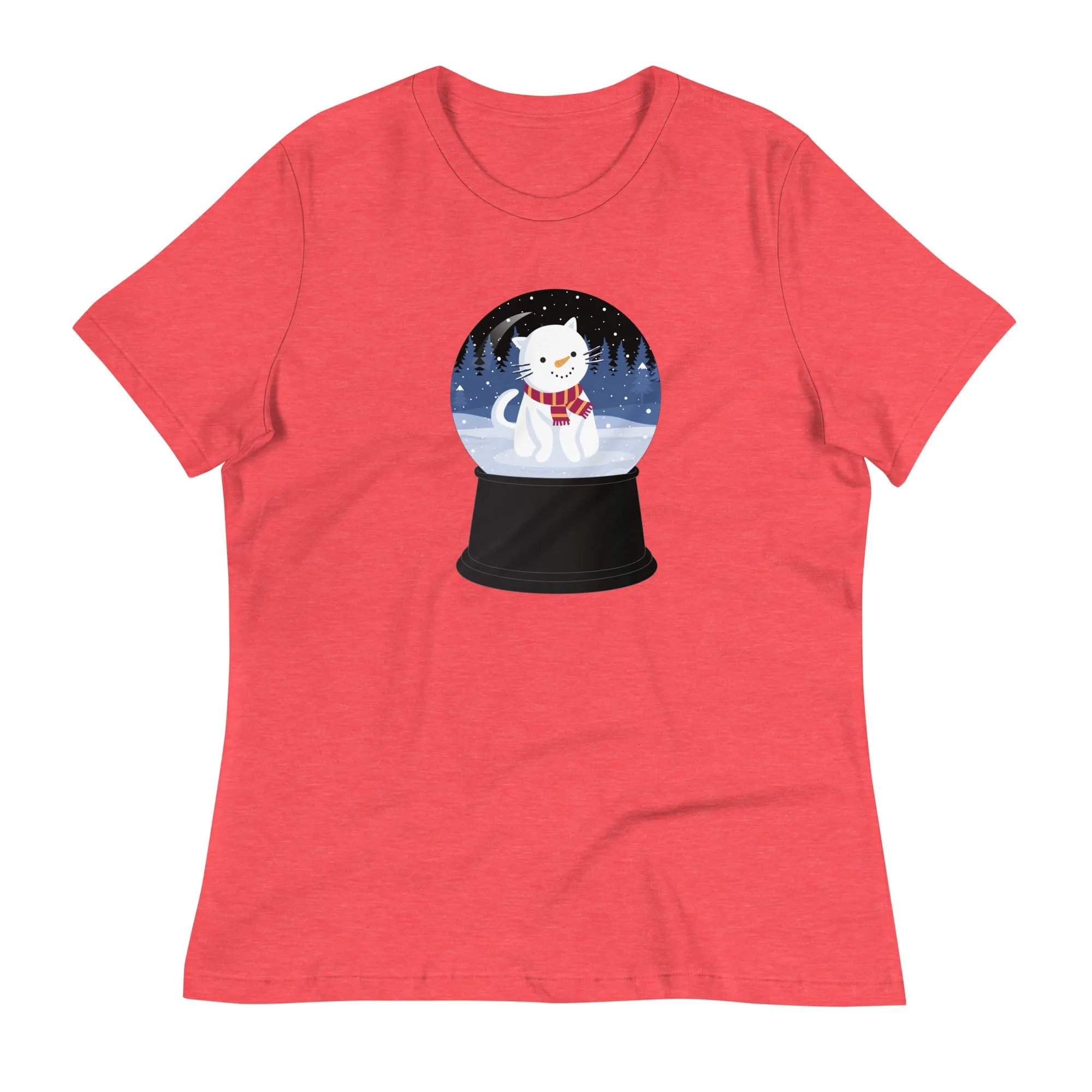 Snowman Kitty Snow Globe Women's Relaxed T-Shirt