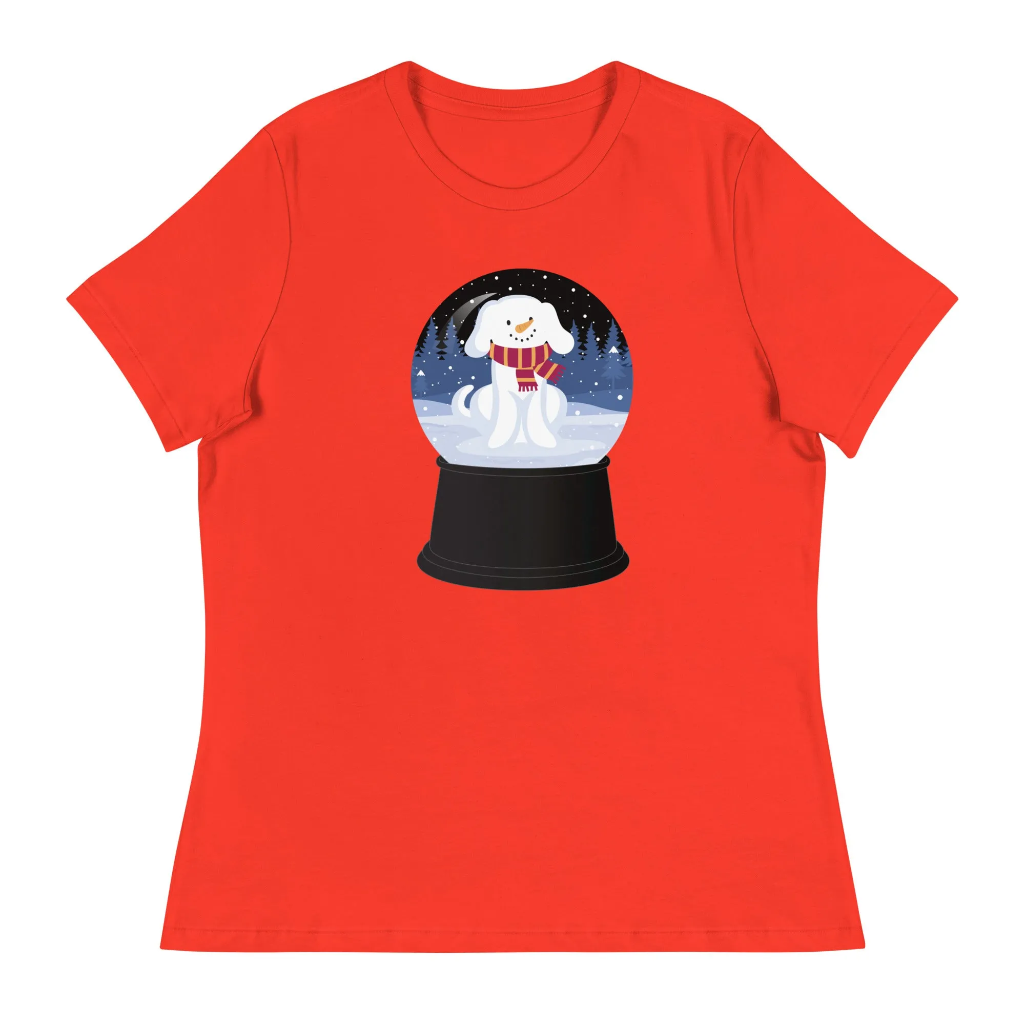 Snowman Puppy Snow Globe Women's Relaxed T-Shirt
