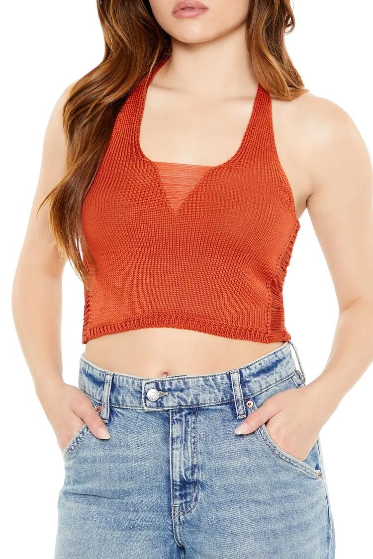 Sweater-Knit Halter Top