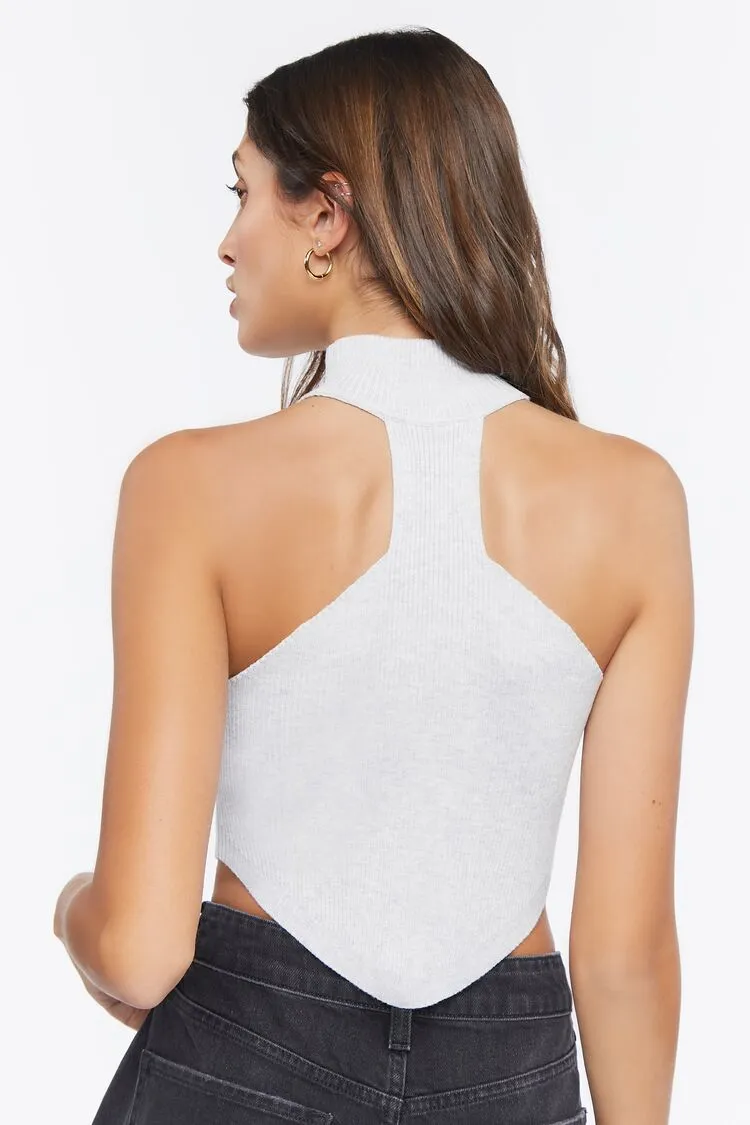 Sweater-Knit Mock Neck Crop Top
