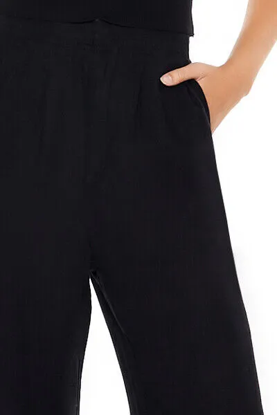 Textured Wide-Leg Pants