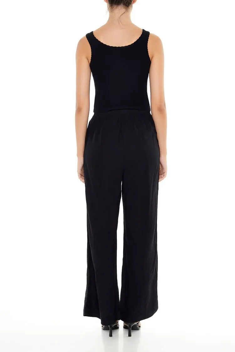 Textured Wide-Leg Pants