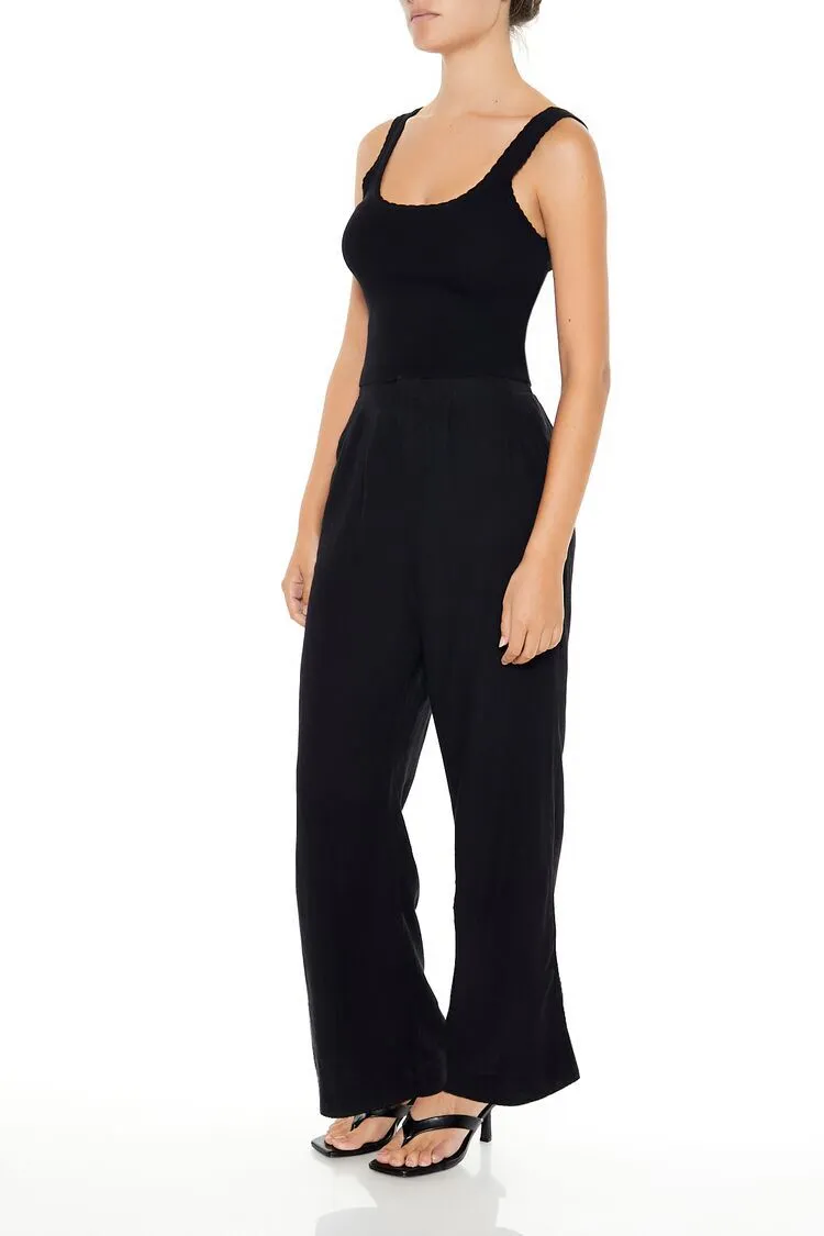 Textured Wide-Leg Pants
