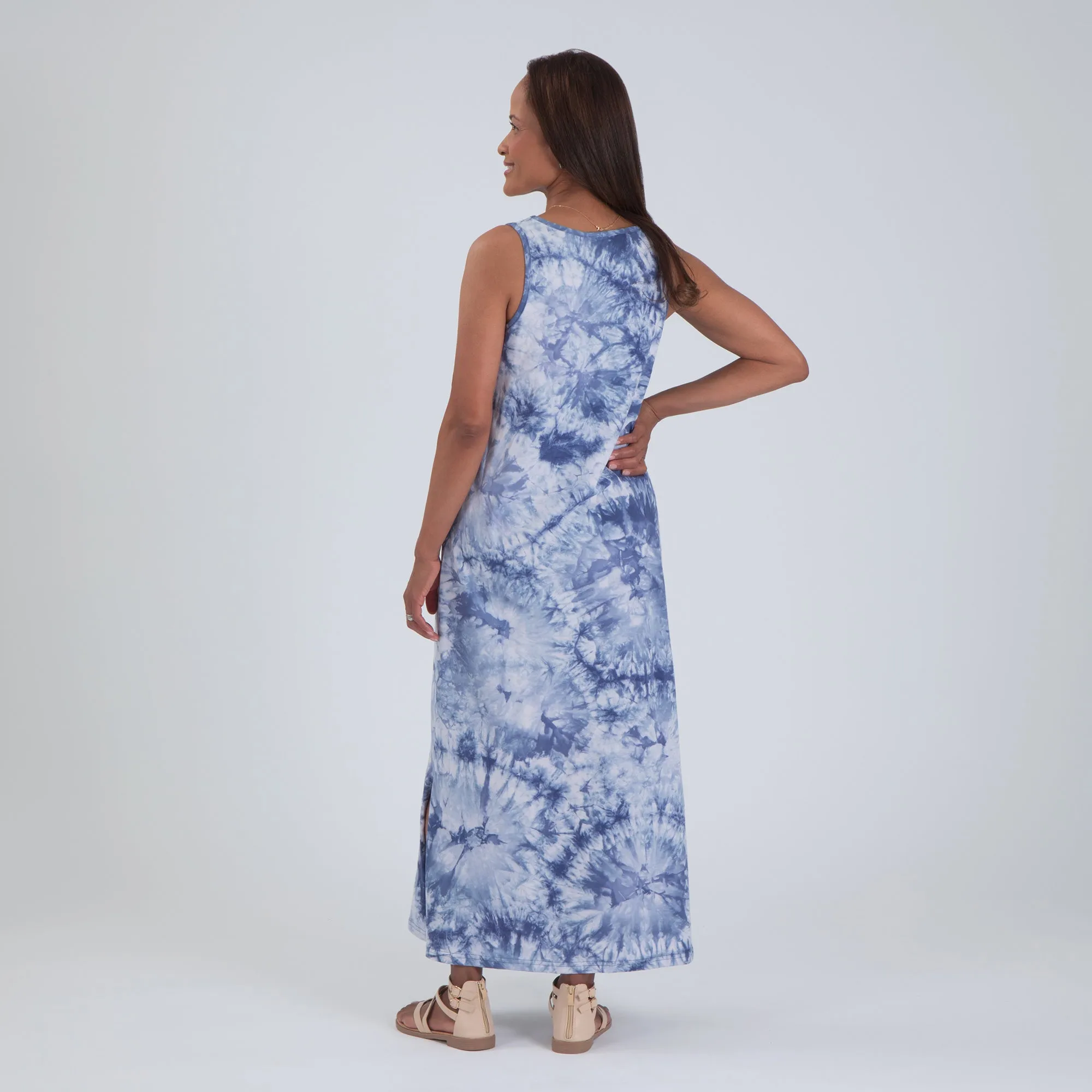 Tie-Dye Paw Print Sleeveless Maxi Dress