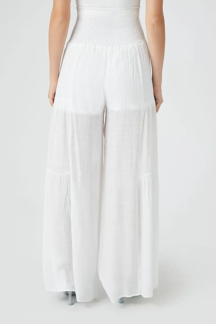 Tiered Tie-Front Wide-Leg Pants