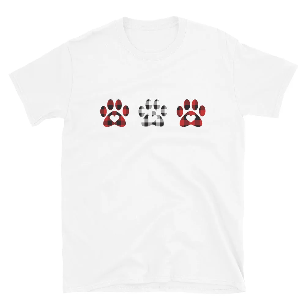 Triple Gingham Paws With Hearts T-Shirt