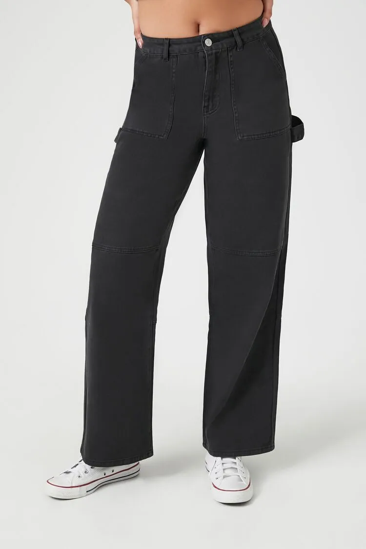 Twill Straight-Leg Utility Pants