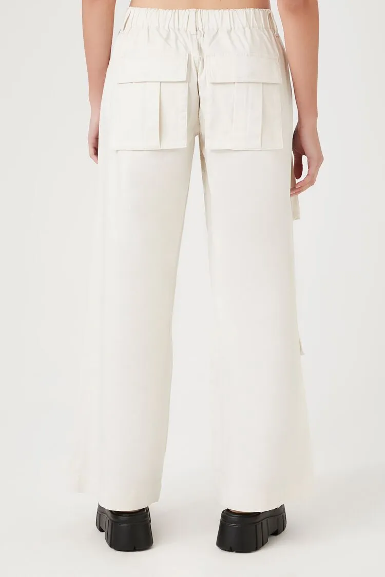 Twill Wide-Leg Cargo Pants