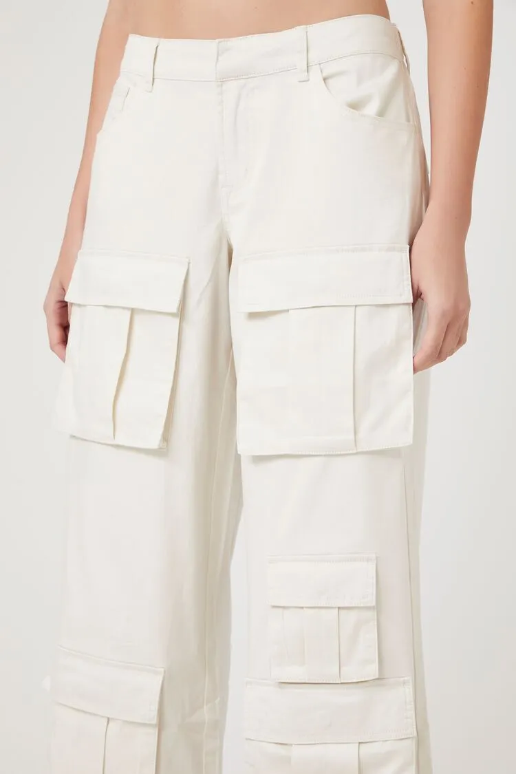 Twill Wide-Leg Cargo Pants