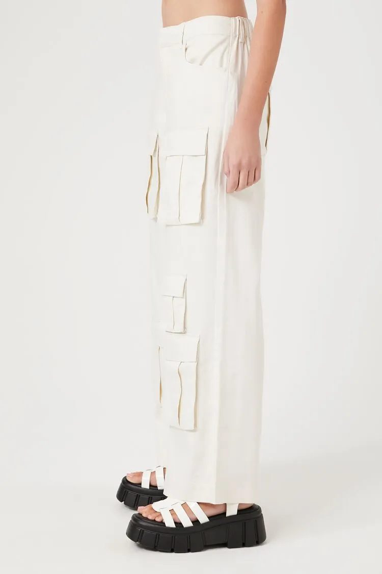 Twill Wide-Leg Cargo Pants
