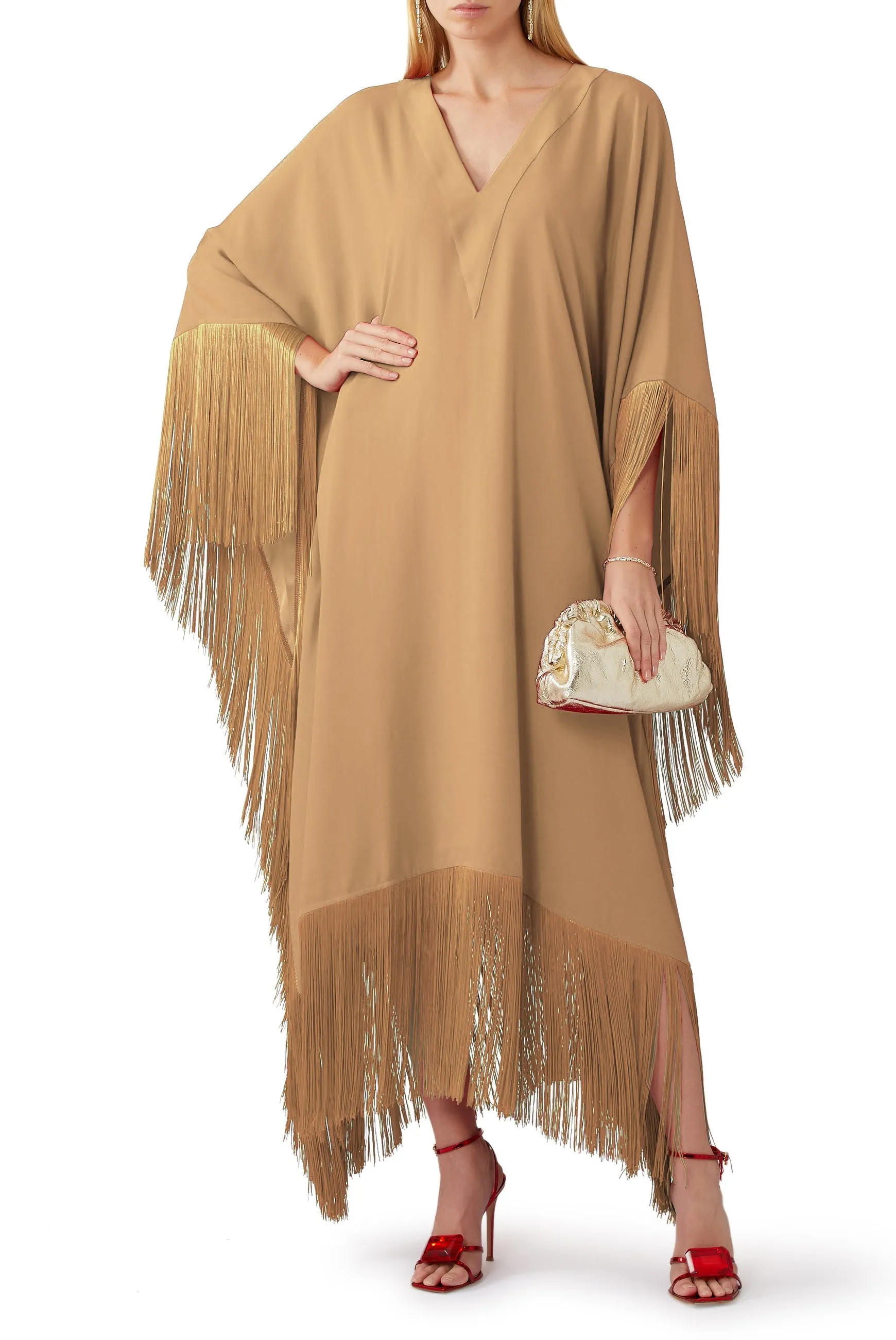 V-Neck Korean Silk Kaftan, Long Kaftan For Women's