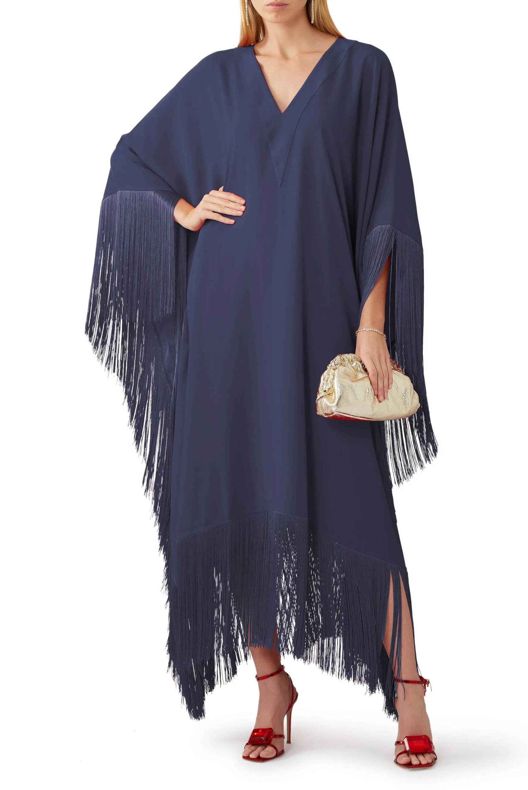 V-Neck Korean Silk Kaftan, Long Kaftan For Women's