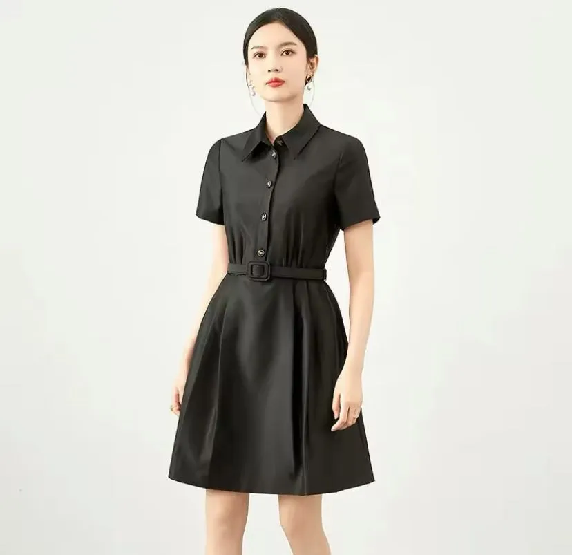 Waist-Fitted Silk Dress Women's Clothing  426784