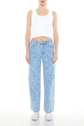 Water Print Wide-Leg Jeans