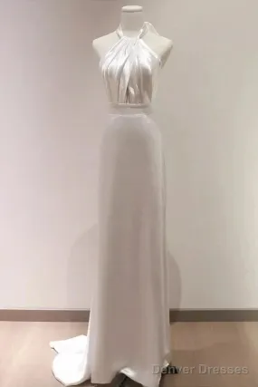 Weitese Formal WomenS Dresses White Halter Light Wedding Dresses Bride Dresses Fishtail Evening Dresses Prom Dress Stores