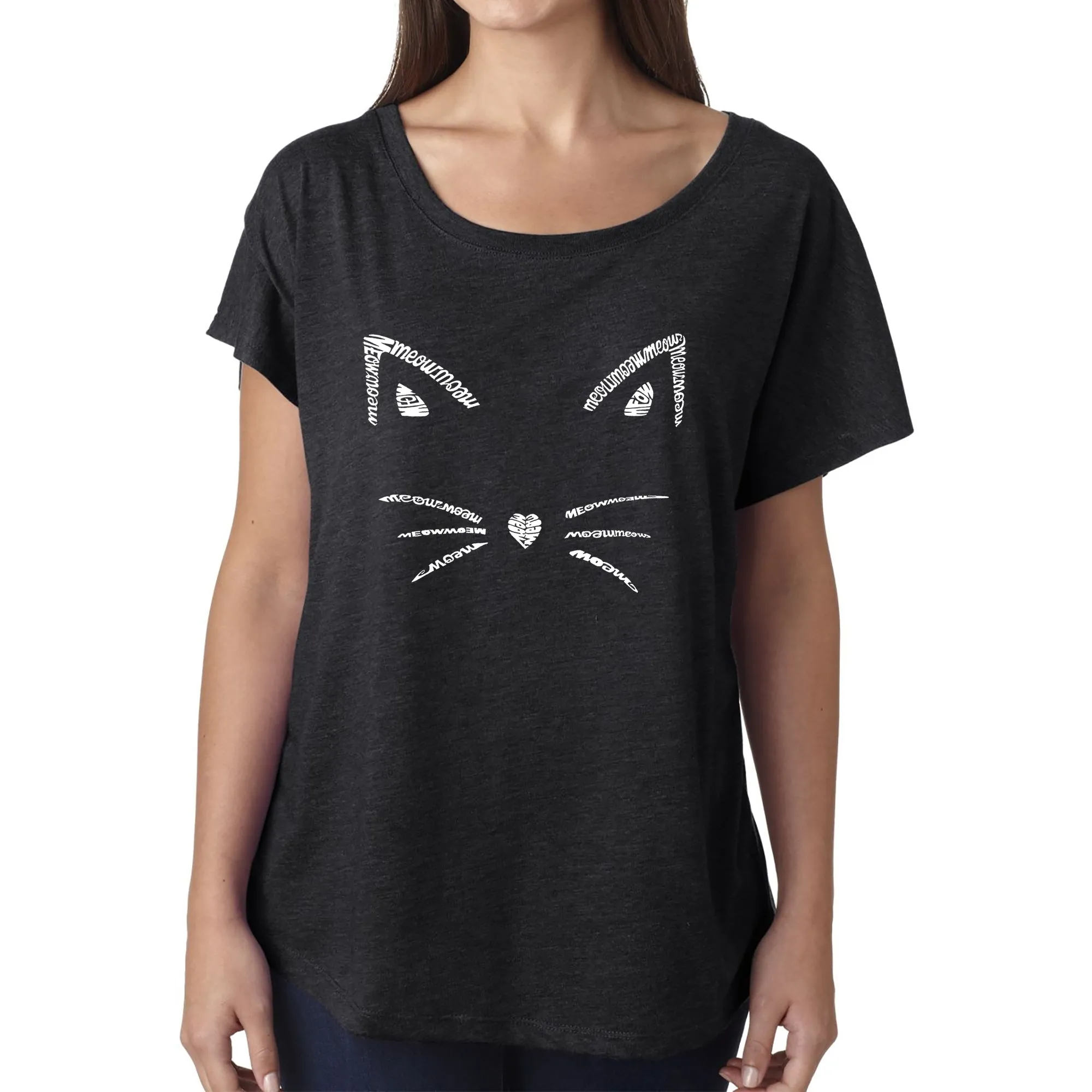 Whiskers  - Women's Loose Fit Dolman Cut Word Art Shirt