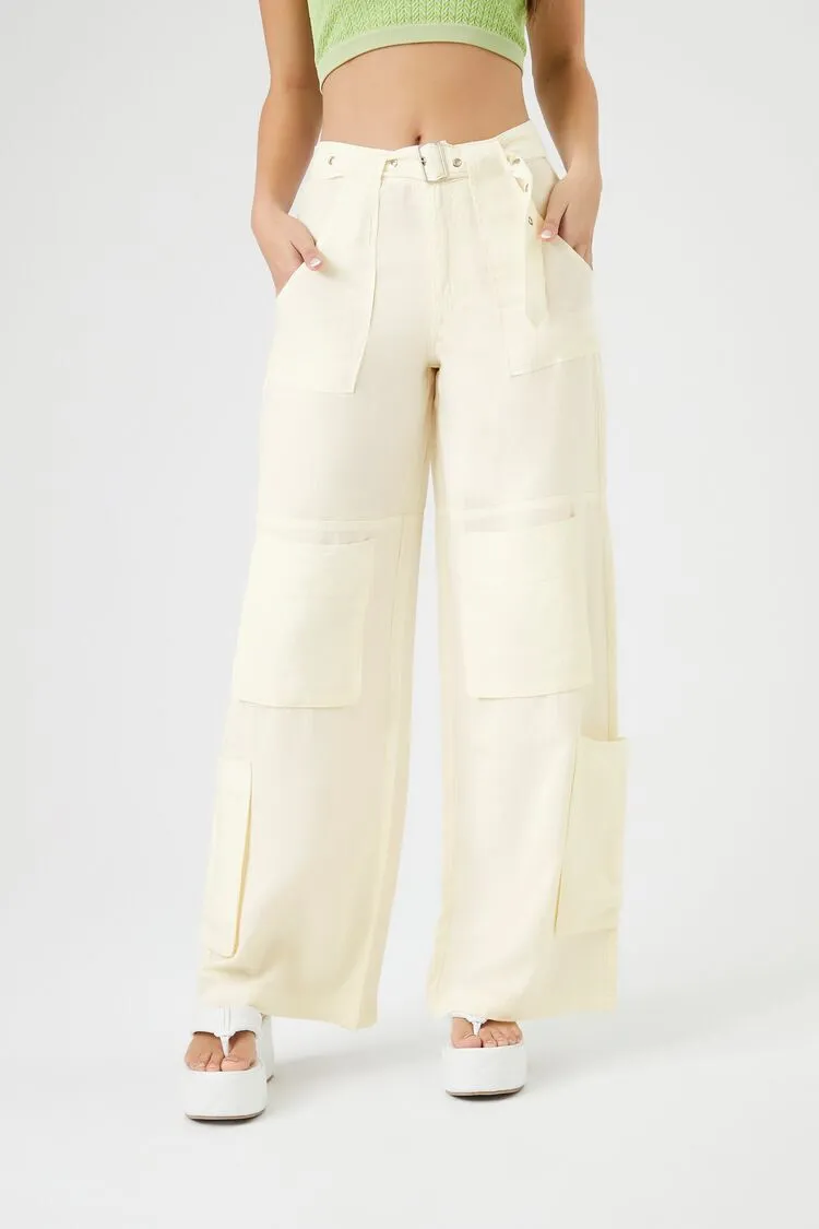 Wide-Leg Belted Cargo Pants