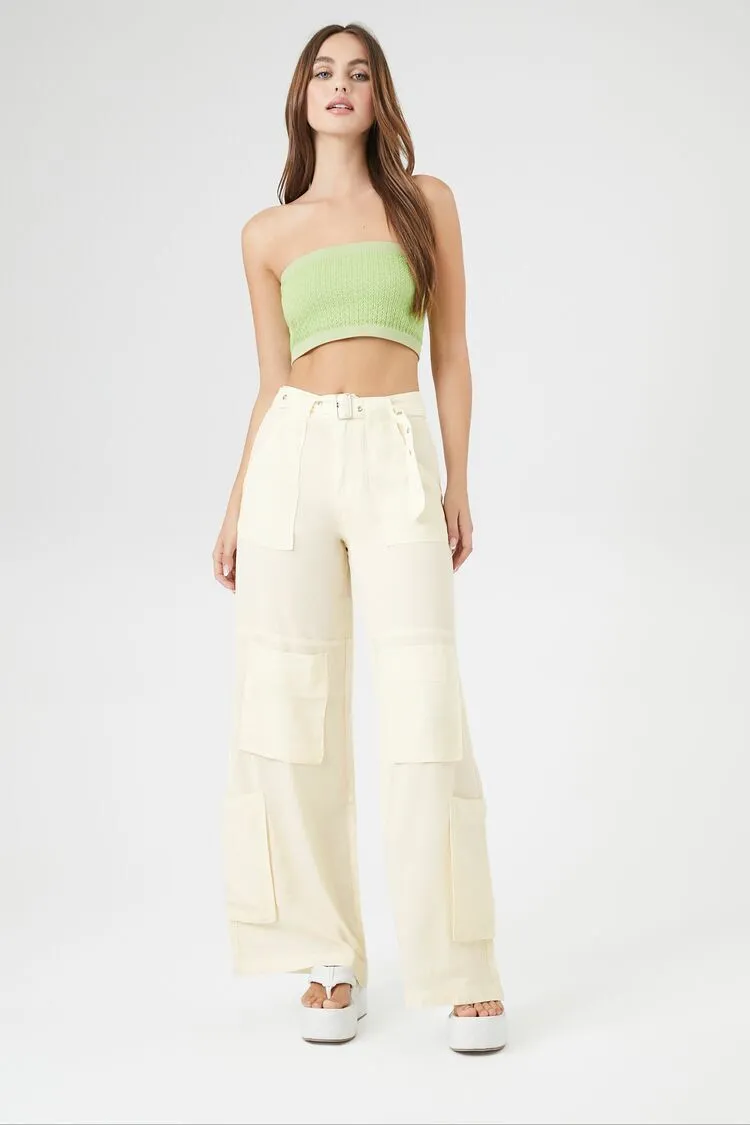 Wide-Leg Belted Cargo Pants