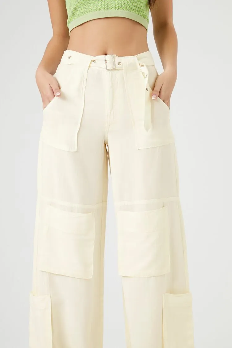 Wide-Leg Belted Cargo Pants