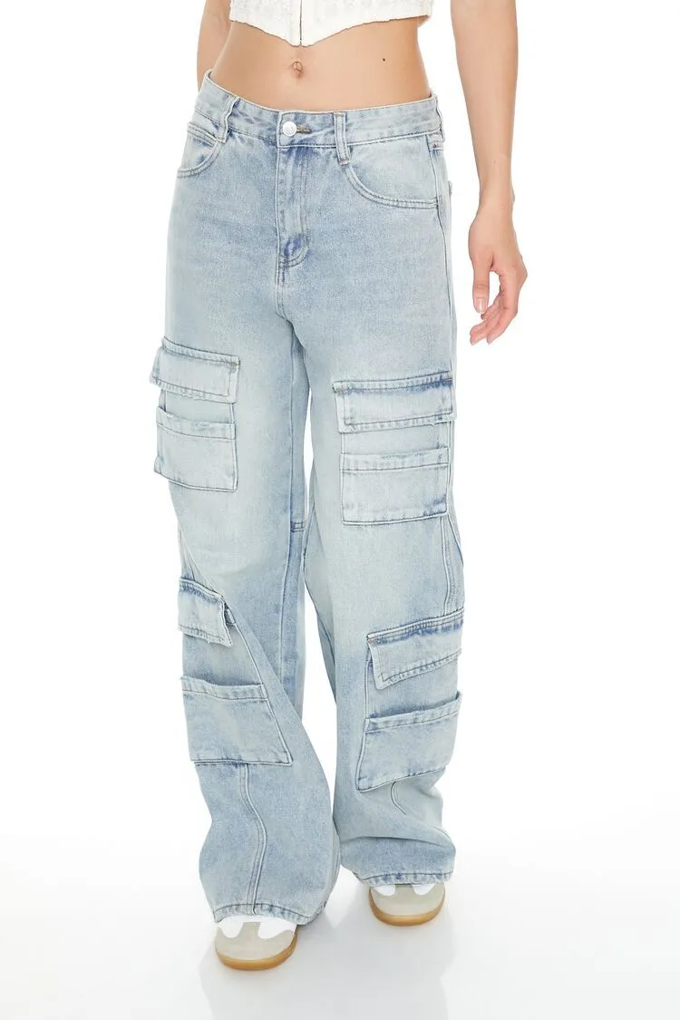 Wide-Leg Cargo Jeans