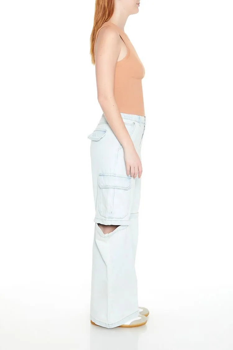 Wide-Leg Cutout Cargo Jeans