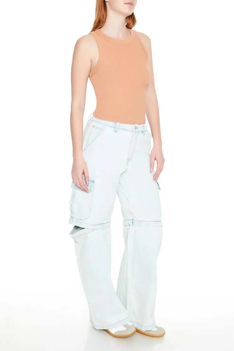 Wide-Leg Cutout Cargo Jeans