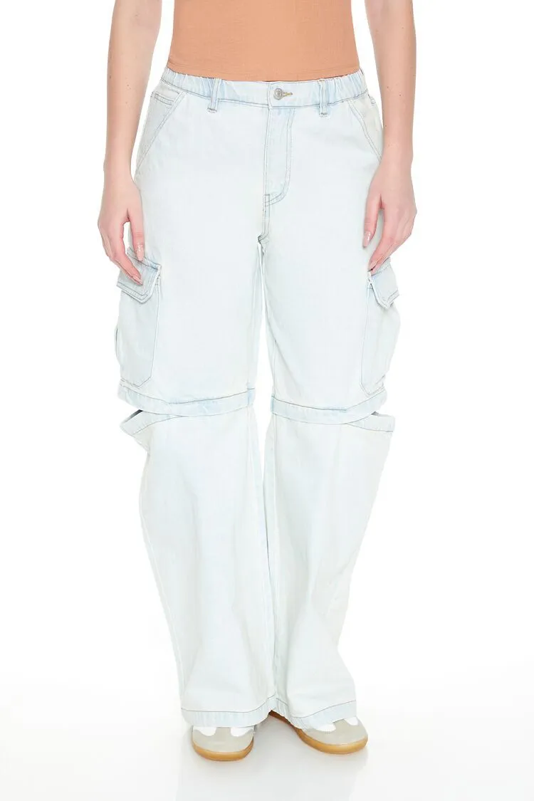 Wide-Leg Cutout Cargo Jeans