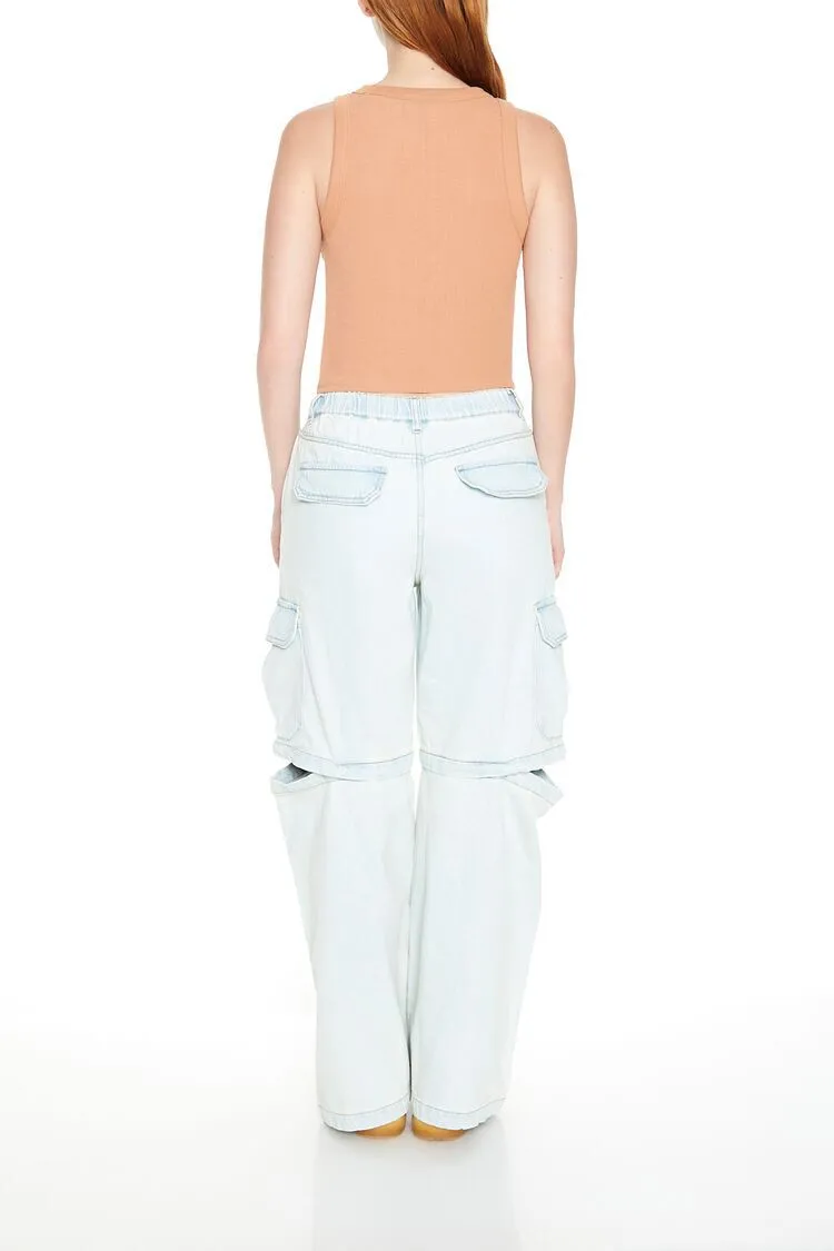 Wide-Leg Cutout Cargo Jeans