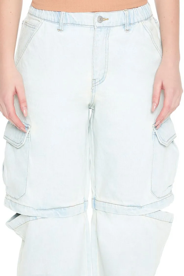 Wide-Leg Cutout Cargo Jeans