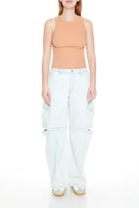 Wide-Leg Cutout Cargo Jeans