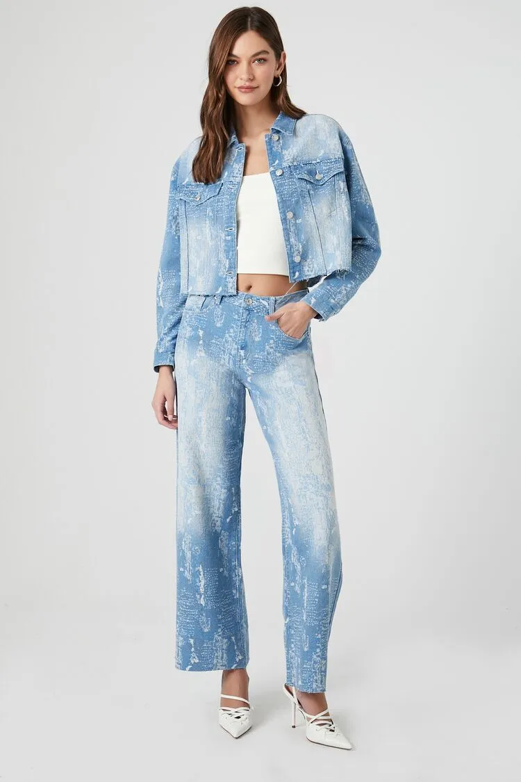 Wide-Leg Distressed Jeans